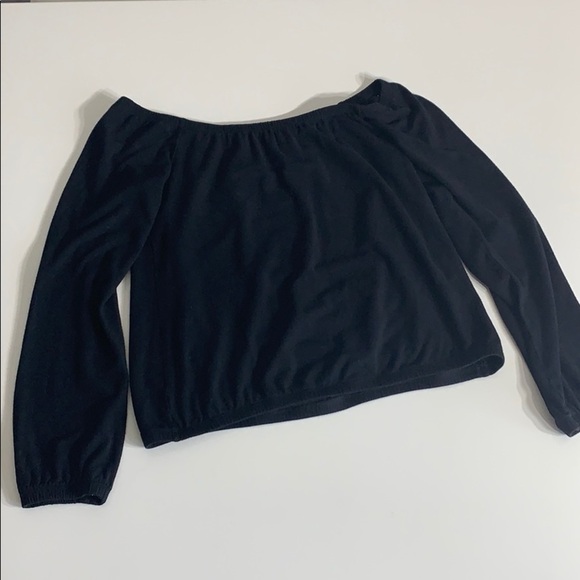 Theory Black Long Sleeve Off The Shoulder Top women’s small - Picture 3 of 5